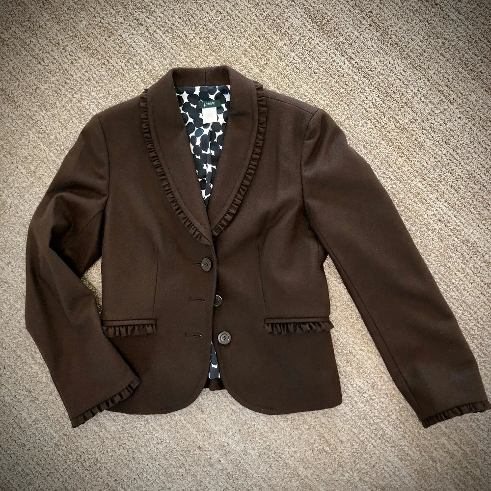 J. Crew Brown Felted Wool 3-Button Blazer Size 6